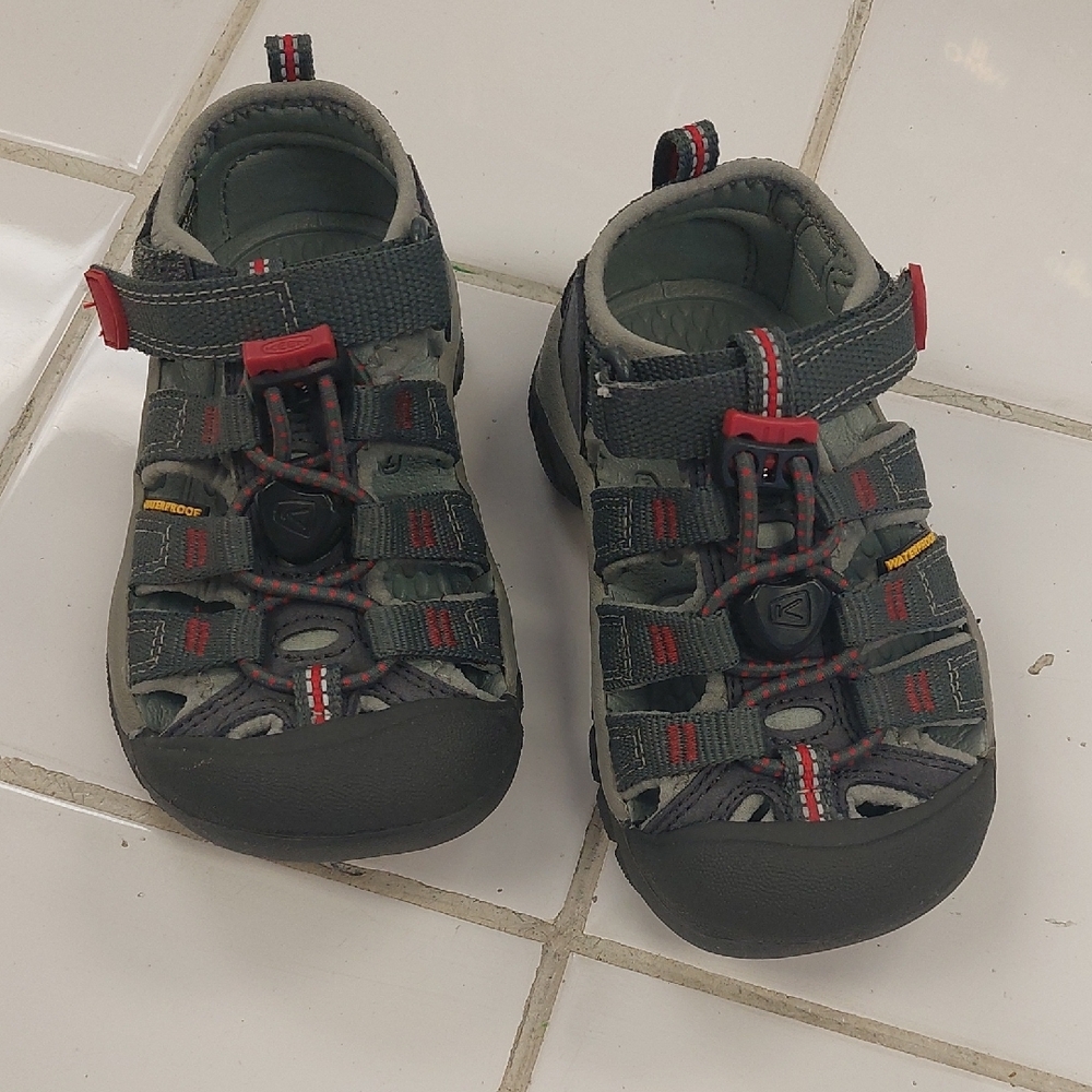 Keen Gray and Red Sport Sandals with Toe Protection
